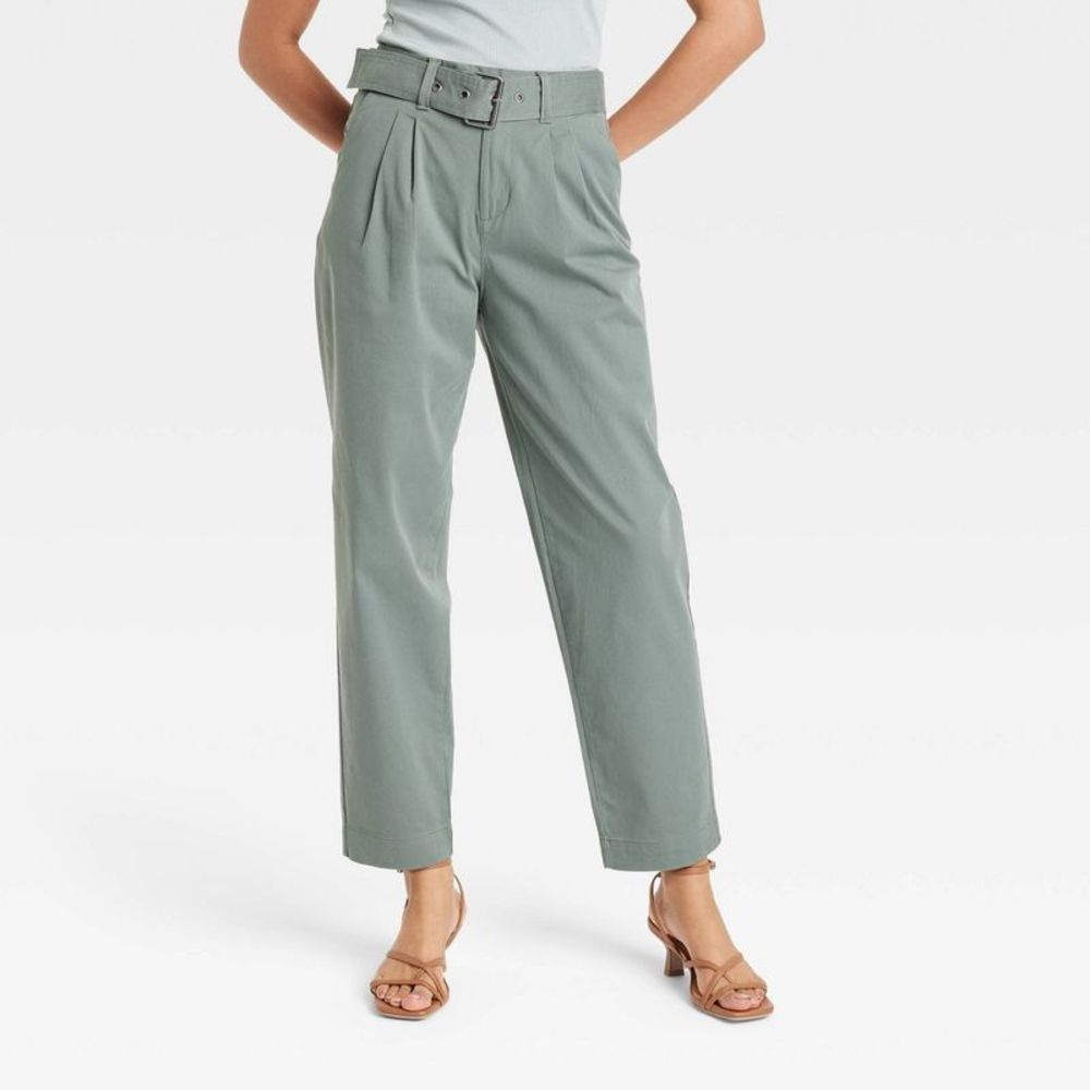 Women's Super High-Rise Tapered Chino Pants - A New Day Teal 6